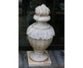 Antique marble stone vase with lid finial