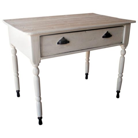 Mesa de Madera Blanca de Un Cajón de los Años 20
