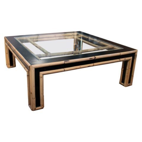 Mesa de Centro Española de Bambú y Fórmica de los Años 70