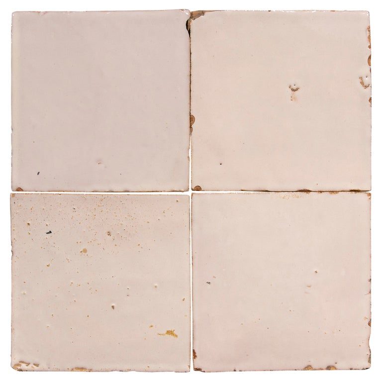 Azulejo "Zellige" esmaltado a mano en color blanco