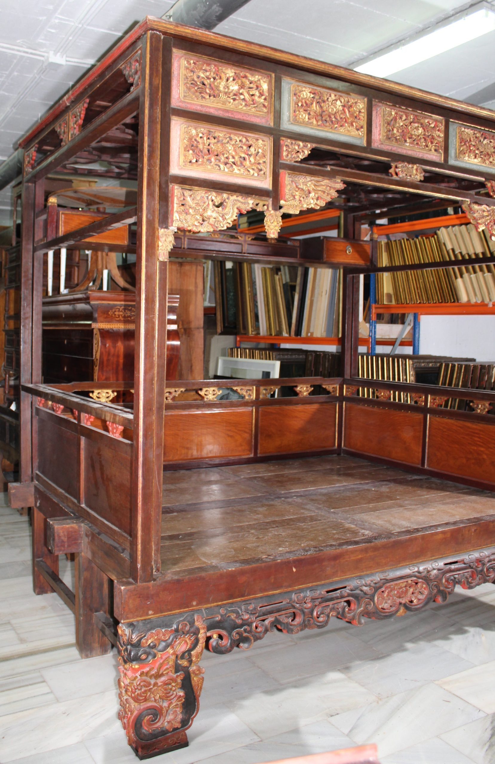 Cama Nupcial China con Dosel, del Siglo XIX