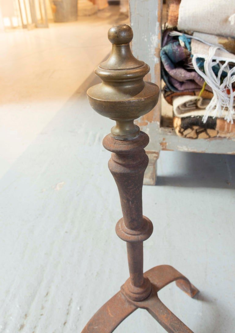 Pareja de morillos de chimenea de hierro y bronce del siglo XIX