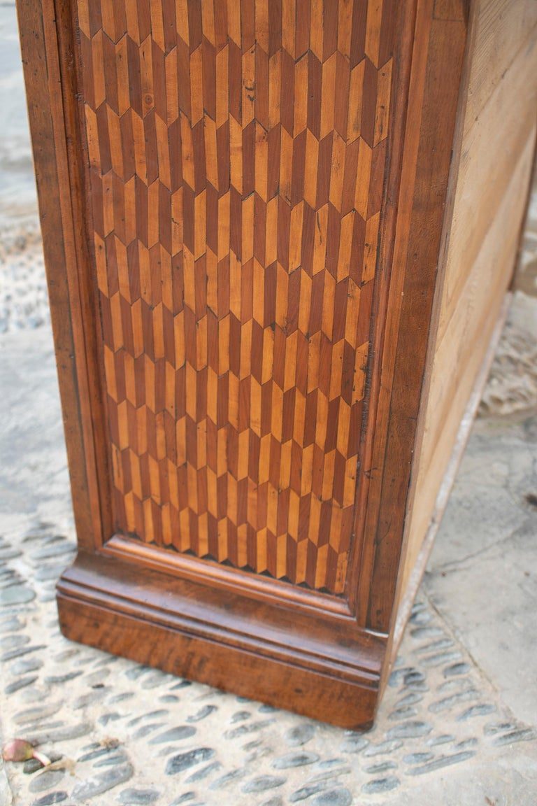 Estantería de pared del siglo XIX con incrustaciones de madera, en estilo Carlos IV