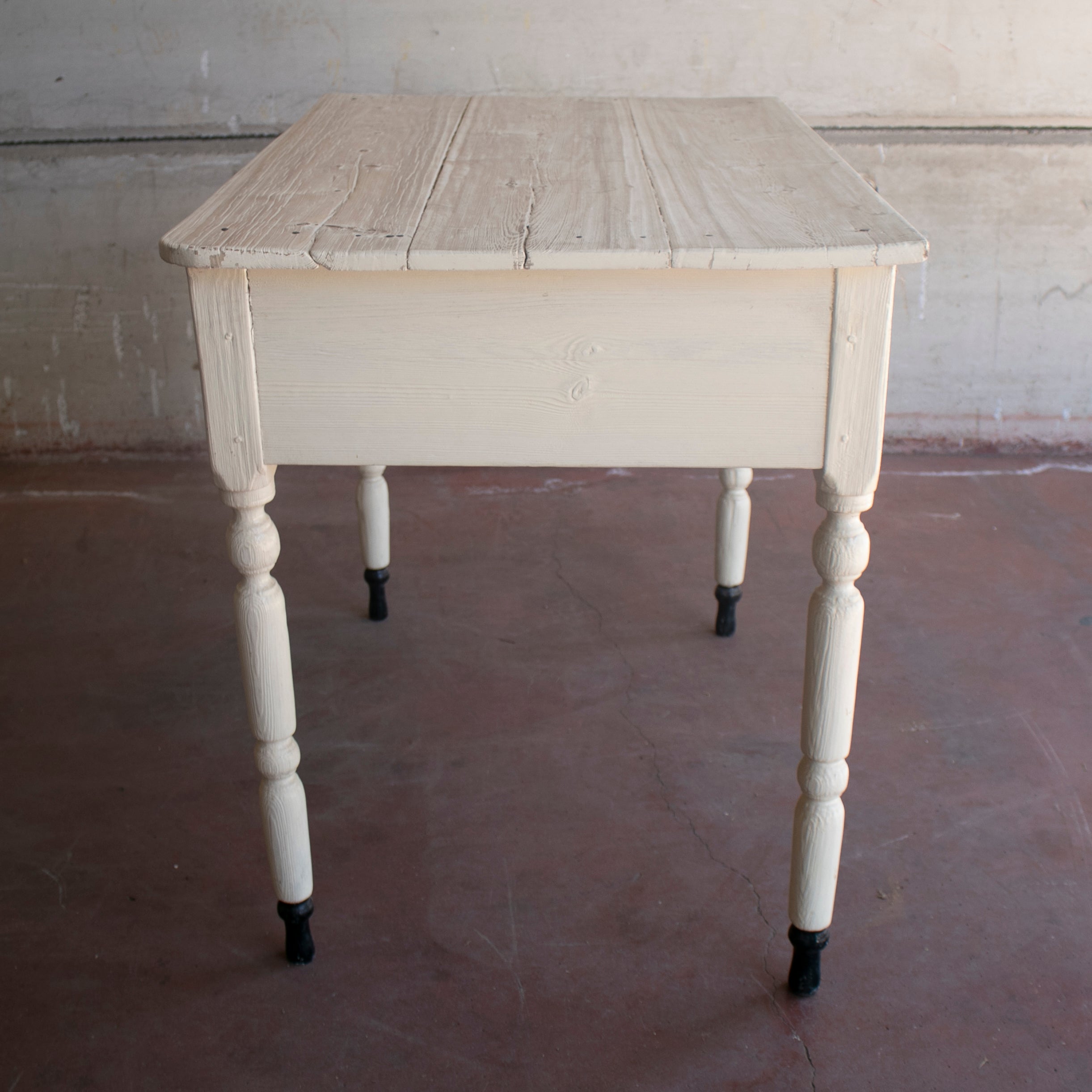 Mesa de Madera Blanca de Un Cajón de los Años 20