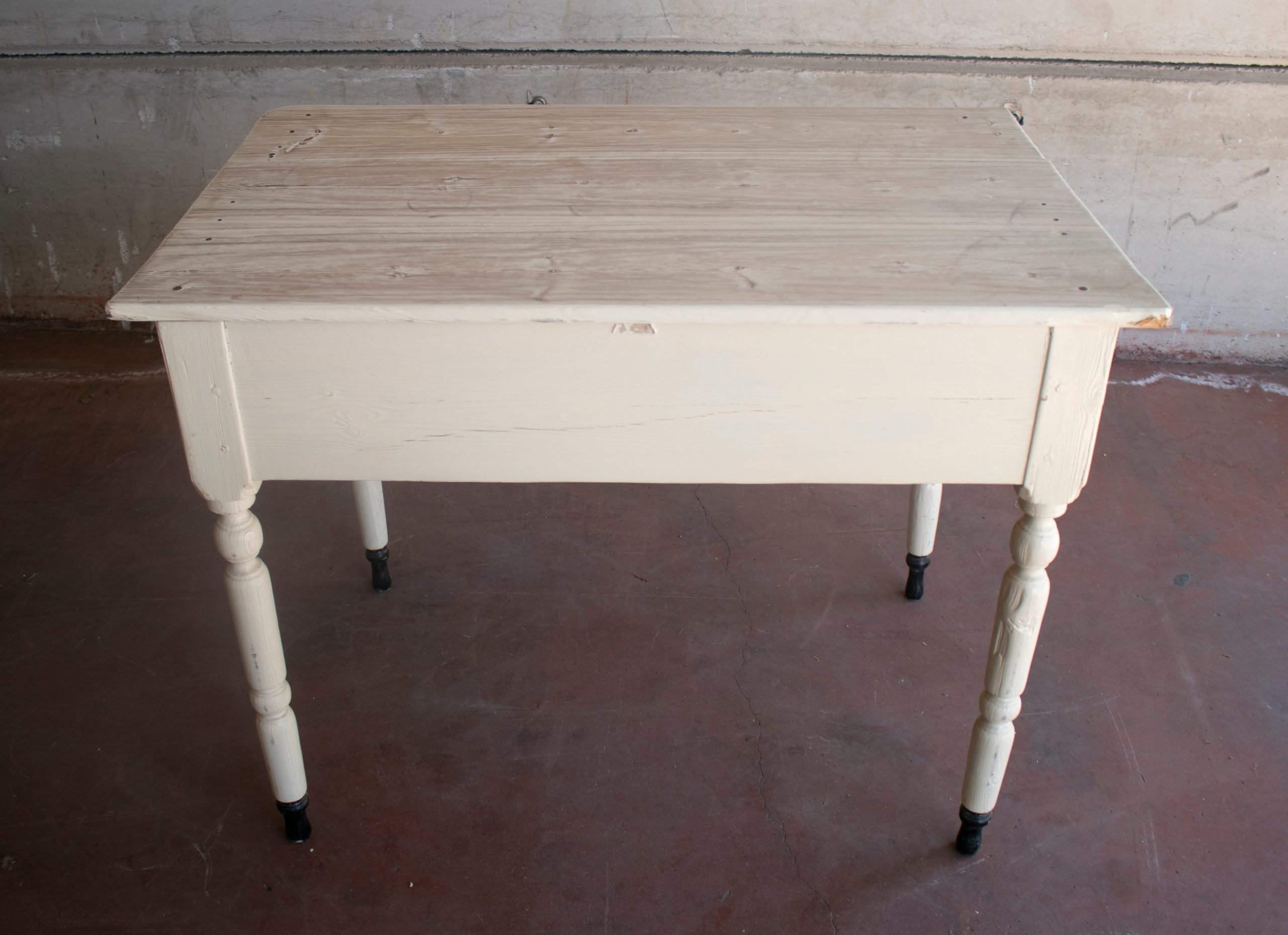 Mesa de Madera Blanca de Un Cajón de los Años 20