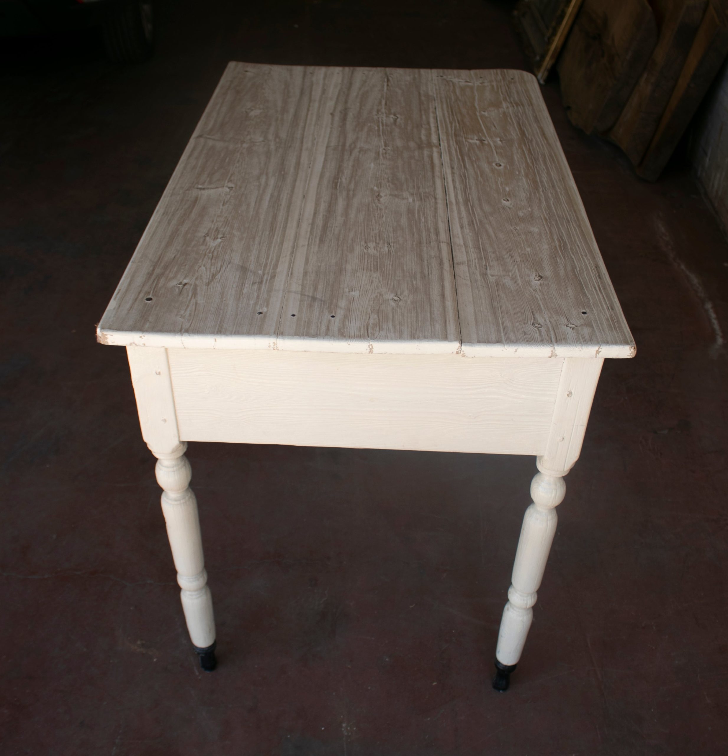 Mesa de Madera Blanca de Un Cajón de los Años 20