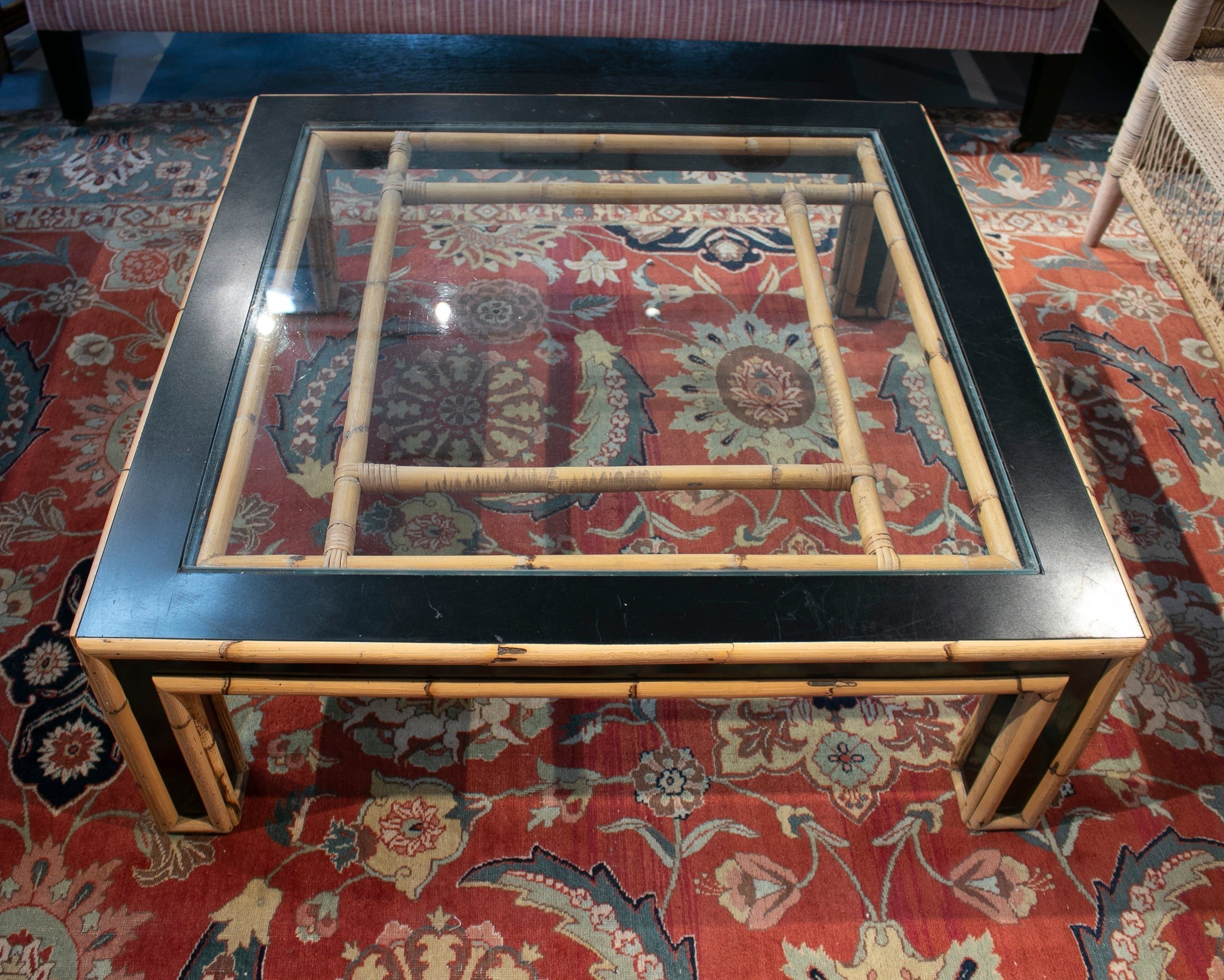 Mesa de Centro Española de Bambú y Fórmica de los Años 70