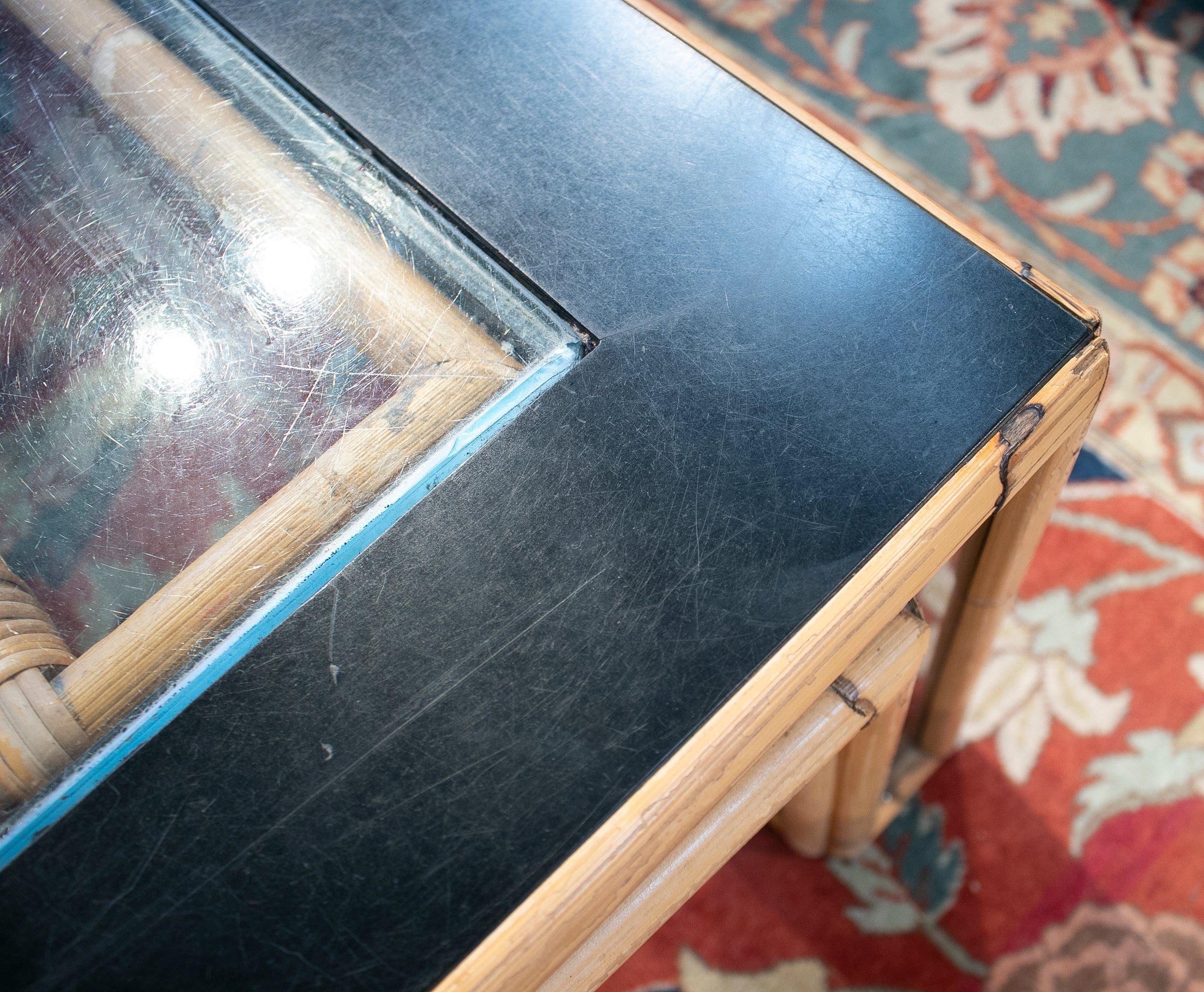 Mesa de Centro Española de Bambú y Fórmica de los Años 70